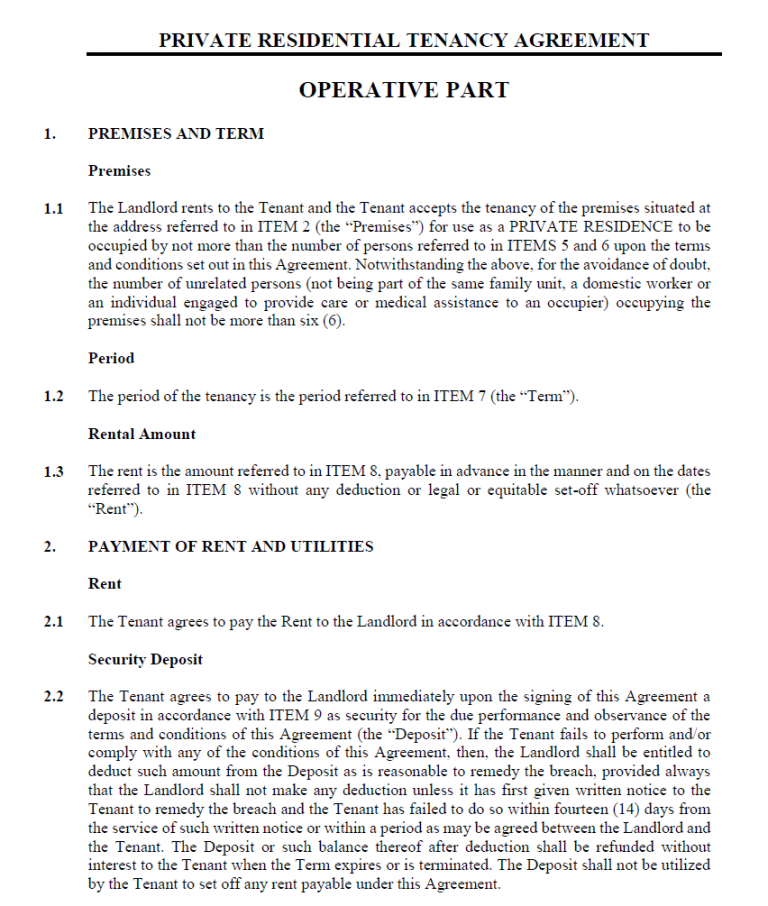 Singapore Residential Tenancy Agreement CEA Templates ISR