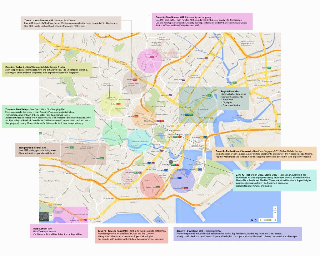 Property zones in Singapore Map